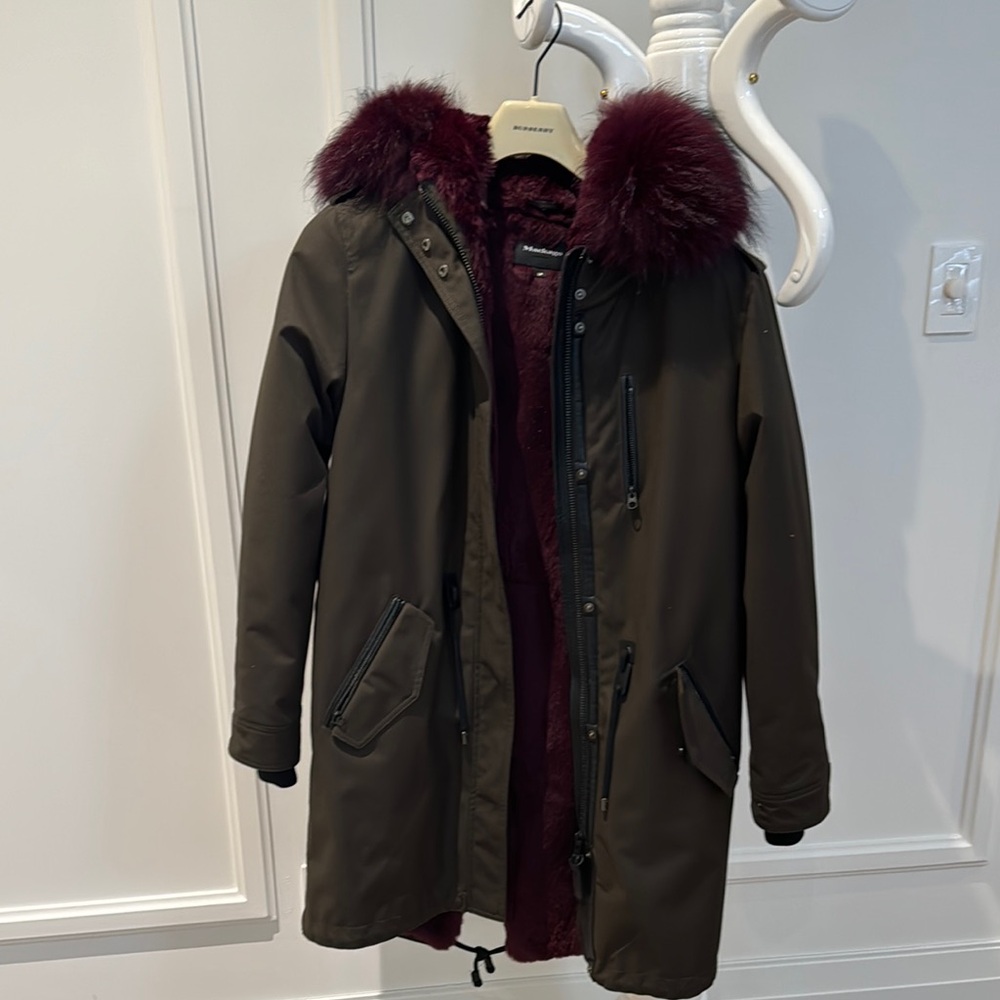Mackage Burgundy Fur-Lined Coat